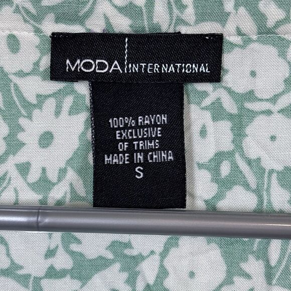 MODA International Women Dress Small Long Sleeve Floral Mint Green& White Lace - Picture 5 of 14